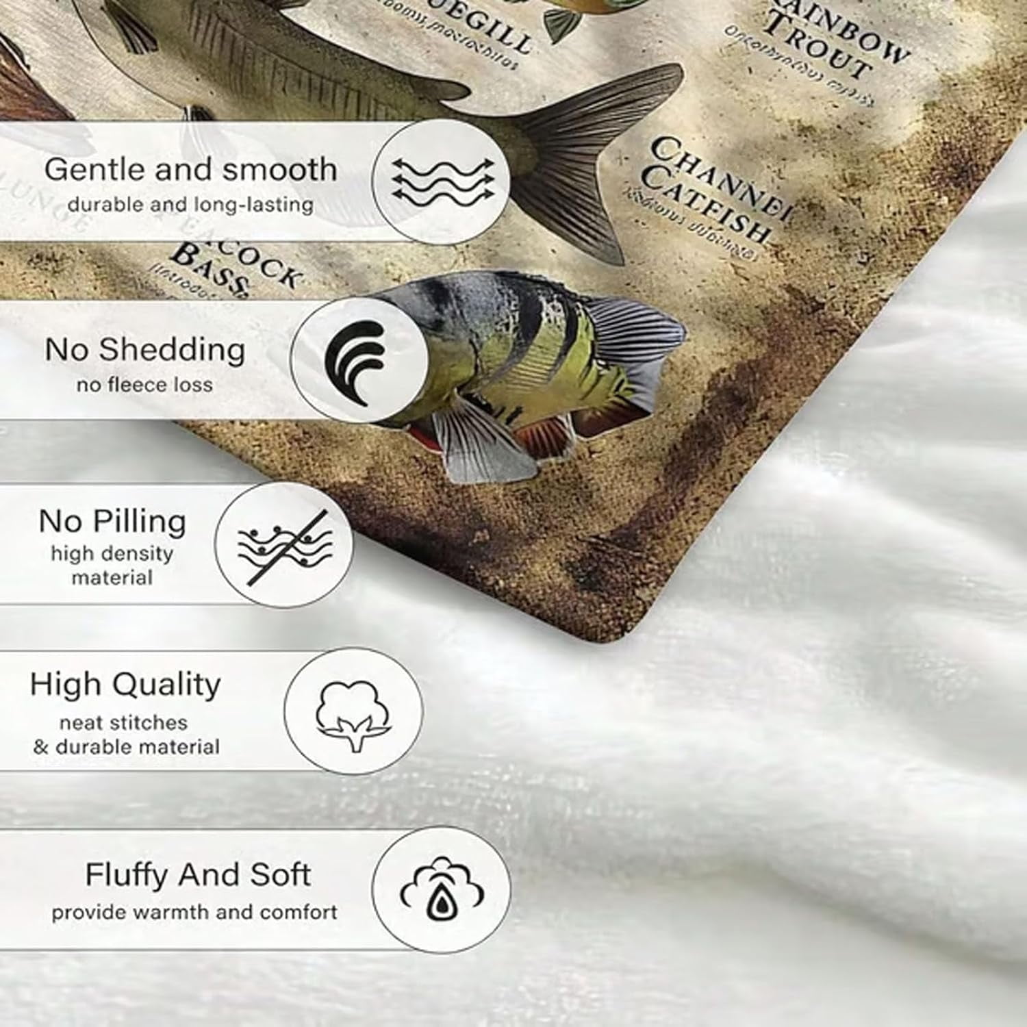 Fish Blanket, Fishing Enthusiast Blanket Gift, Fishing Blanket for Men, Sports Fish of North America Blanket, Fish Throw Blanket, Unique Fishing Gift for Fisherman, Fishing Lovers