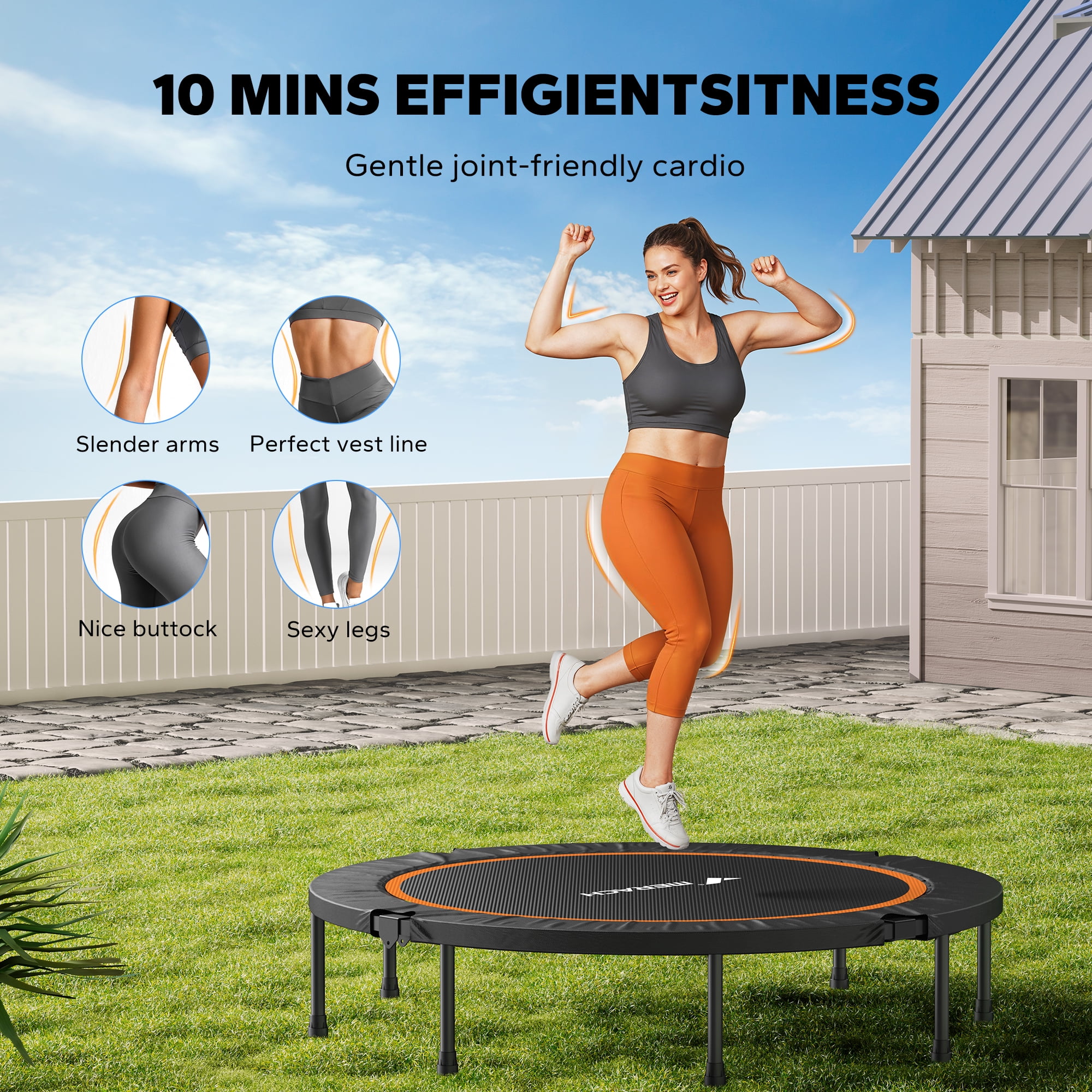 MERACH 48" Mini Trampoline for Adults & Kids, Indoor/Outdoor Rebounder Trampoline, 330 lbs Weight Capacity, Compact Fitness Exercise Trampoline