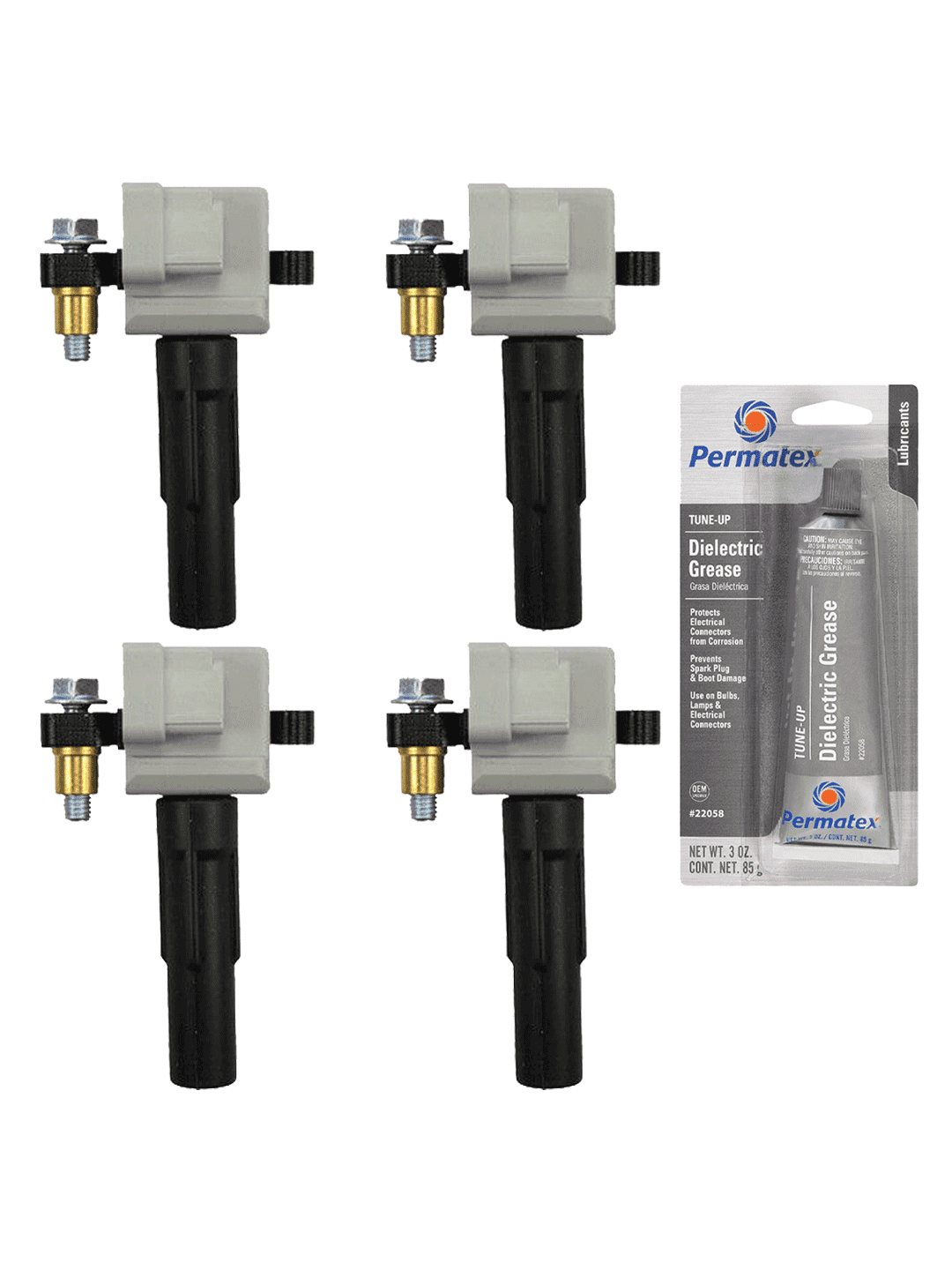Set of 4 Ignition Coils and Permatex 22058 Dielectric TuneUp Grease