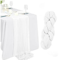 BaliYarn Crinkle Table Runner, Bohemian Style Polyester Tablecloth, 90x400cm Extra Long, Wedding Party Decoration, Pleated Semi-Sheer Fabric, Reusable Washable, Suitable for Multiple Events