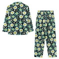 thumbnail image 5 of SCRAWLGOD Daisy Pajamas for Women Set of 2 Pjs Women Long Sleeve Nightwear for Women V Neck Open Front Pajama Top Comfy Pajama Sets for Women Clothing Fall Size 3XL, 5 of 7