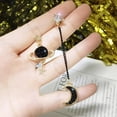 thumbnail image 4 of Pendientes Asimétricos Luna Estrella Borla Stud Pendientes Asimétricos Mujeres Joyería Regalo Cateissary AP005567-00, 4 of 6