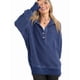 thumbnail image 3 of Sudadera con Capucha de Larga Extragrande para Mujer, Cuello en V, Botones y Abertura Lateral, Estilo Informal. Azul Oscuro L, 3 of 9