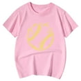 thumbnail image 4 of NINGMENG Hauts et T-Shirts pour Filles, Imprimé Baseball d'Été, Col Rond, Manches Courtes, Décontracté, Rose, 5-6 Ans, 4 of 4