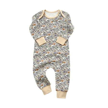 

QYZEU Size 7 Boys Clothes Summer Baby Pajamas Baby Boys Girls Sleepwear Romper Long Sleeve Graphic Print Bodysuit Romper Jumpsuit Pajamas