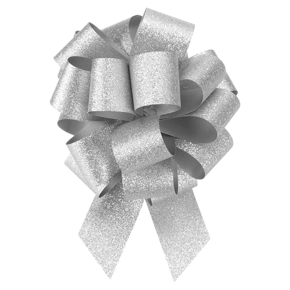 Uxcell 20pcs 8" Glitter Car Large Pull Bow Gift Wrapping Bows for Christmas Wedding, Silver