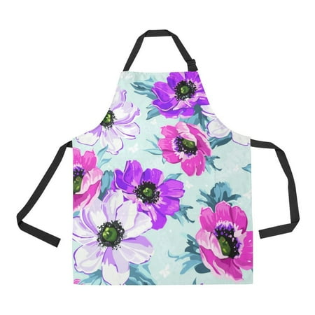 

ASHLEIGH Elegance Seamless Color Flowers Pattern Adjustable Bib Apron with Pockets Apron for Cooking Baking Gardening