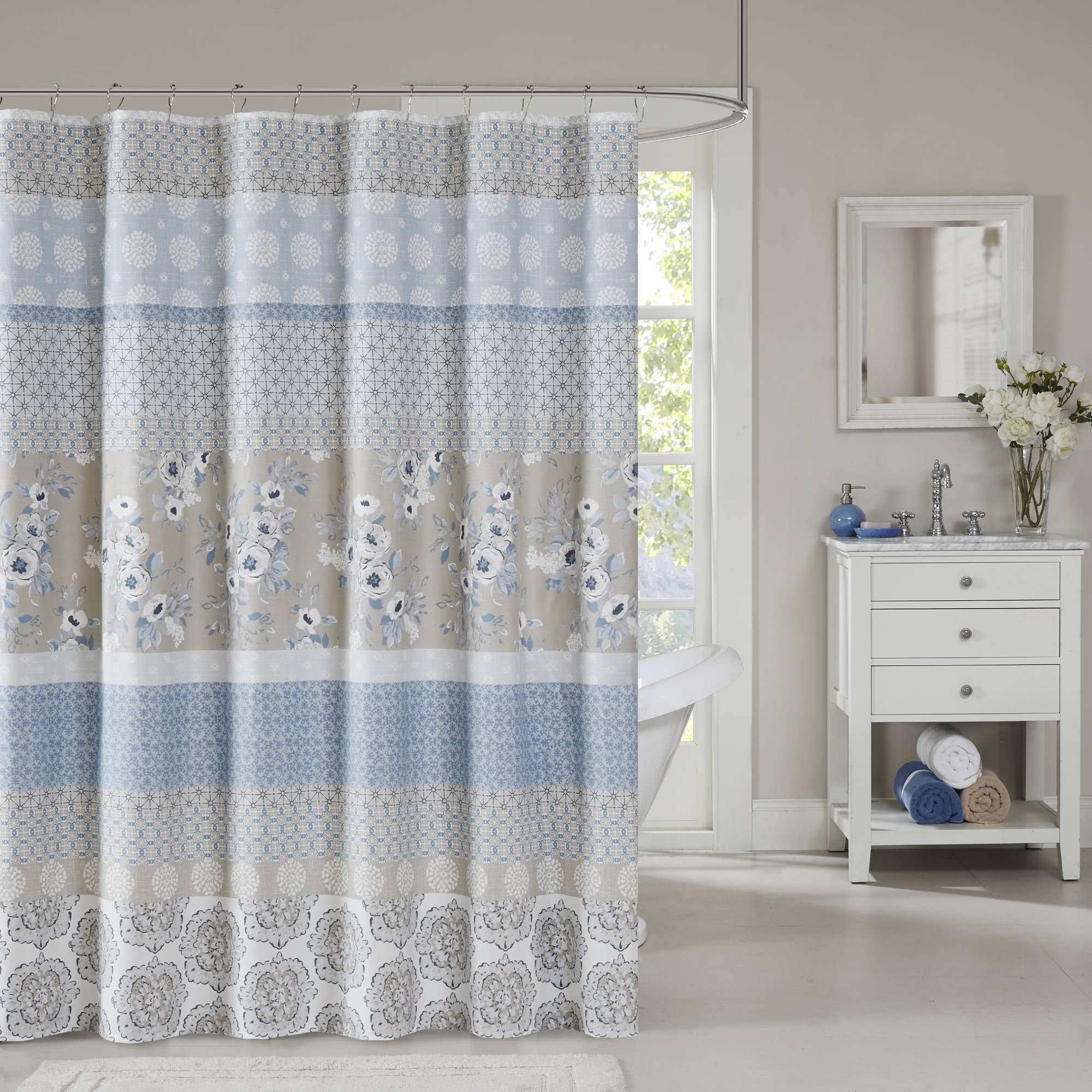 Home Essence Loraine Cotton Shower Curtain 72x72 light Blue - Walmart.com