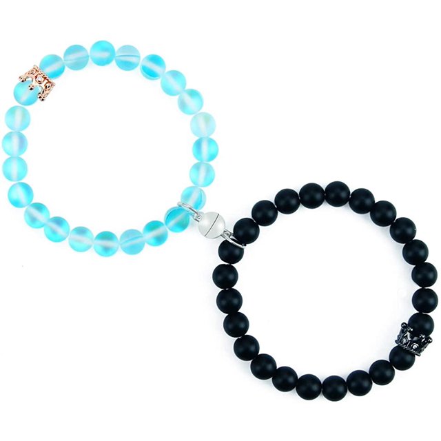 Pulseras De Pareja De Corona Pulseras De Cuentas Magnéticas De Piedra Natural Regalos Para Amigos De La Familia Methold AP007125-03