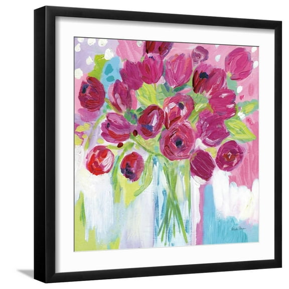 Art.com Joyful Tulips Art Print by Farida Zaman, Black Frame Wall Art, 21" x 21"