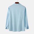 thumbnail image 4 of IROINNID Discount Long Sleeve Shirts for Men Leisure And Winter Stand Collar Solid Color Cotton Linen Shirt Top,Light Blue, 4 of 9