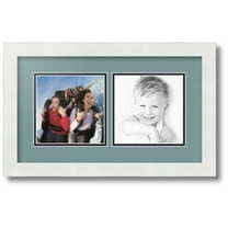 ArtToFrames Collage Photo Picture Frame with 2 - 6x6 Openings, Framed in White with Nile Green and Black Mats (CDM-3966-40)