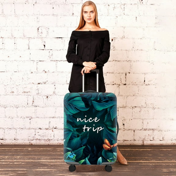 Pluokvzr Luggage Protector Cover Robust Elasticated Luggage Cover Dustproof Suitcase Protector with Zip and Carrying Hole Easy to Use Luggage Cover Suitable for Travelling