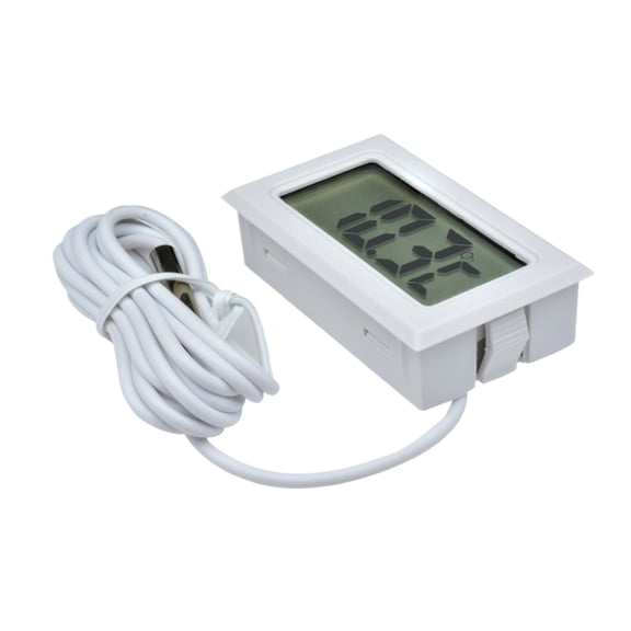 Embedded Digital Electronic Thermometer, High Precision LCD Temperature Sensor Monitor, Internal Probe Gauge for Fridge, Freezer, Aquarium, White