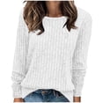 thumbnail image 6 of TEAJOPSUU Women's Pullover Sweatshirts Striped Long Sleeve Crew Neck Sweaters Fall Winter Soft Casual Clothes Loose Fit White, 6 of 7