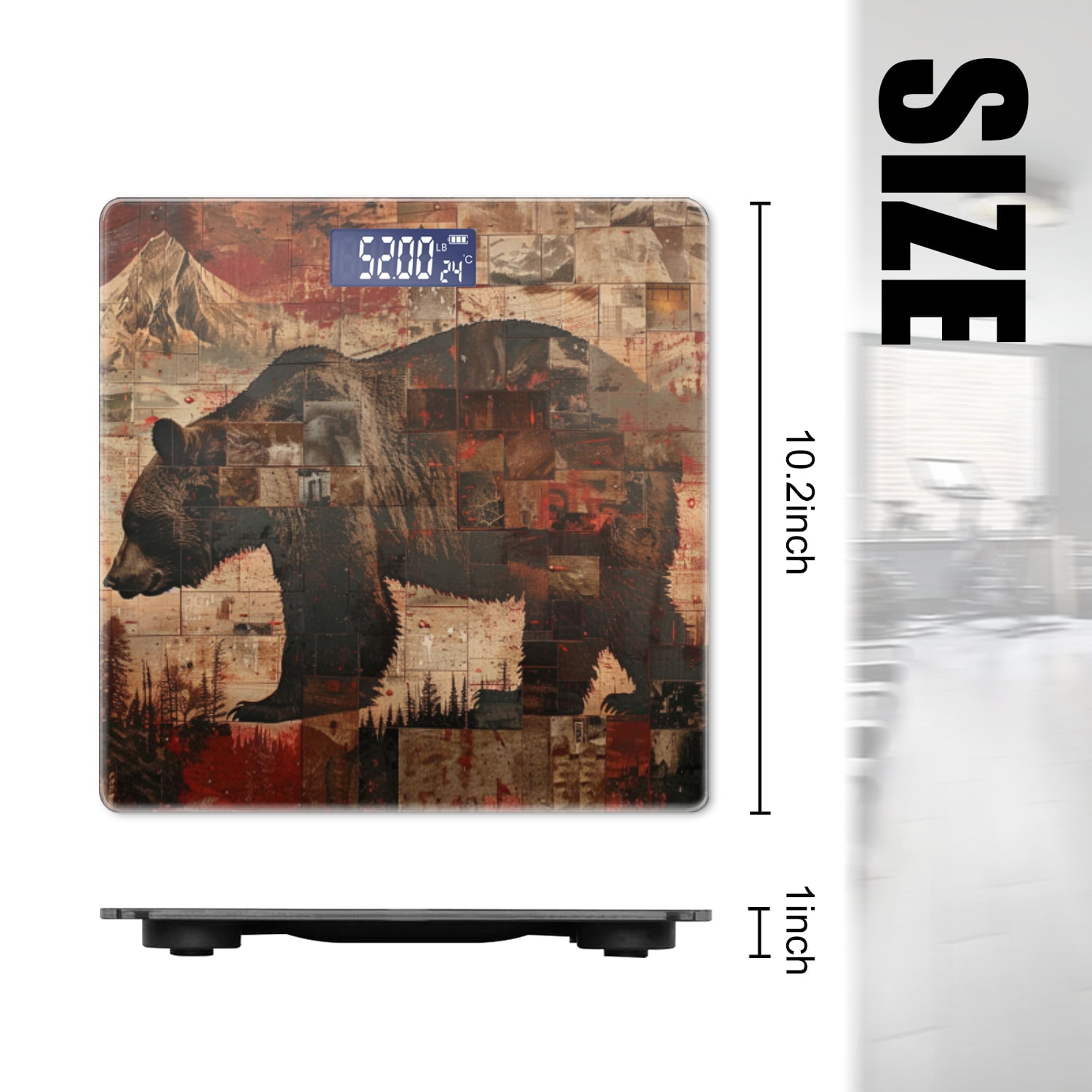 High Precision Body Weight Scale Smart Bathroom Scales with Large LCD Display(400lbs),Decorative for Bedroom-Grizzly Bear Walking Through The Wilderness