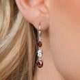 thumbnail image 3 of Gem Stone King 925 Sterling Silver Red Garnet 3 Stone Dangle Earrings for Women (6.21 Cttw, Gemstone January Birthstone, Oval Checkerboard 8X6MM, 7X5MM and 6X4MM), 3 of 6