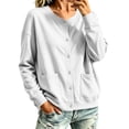 thumbnail image 5 of Karight Womens Fleece Snap Front Cardigan, Soft Lightweight Sweatshirt for Women, Baseball Jacket with Pockets, 5 of 8