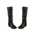 thumbnail image 3 of Frontwalk Women Knee High Boots Round Toe Slouchy Boot Chunky Shoes Work Fashion Womens Heeled Dark Brown 5.5, 3 of 9