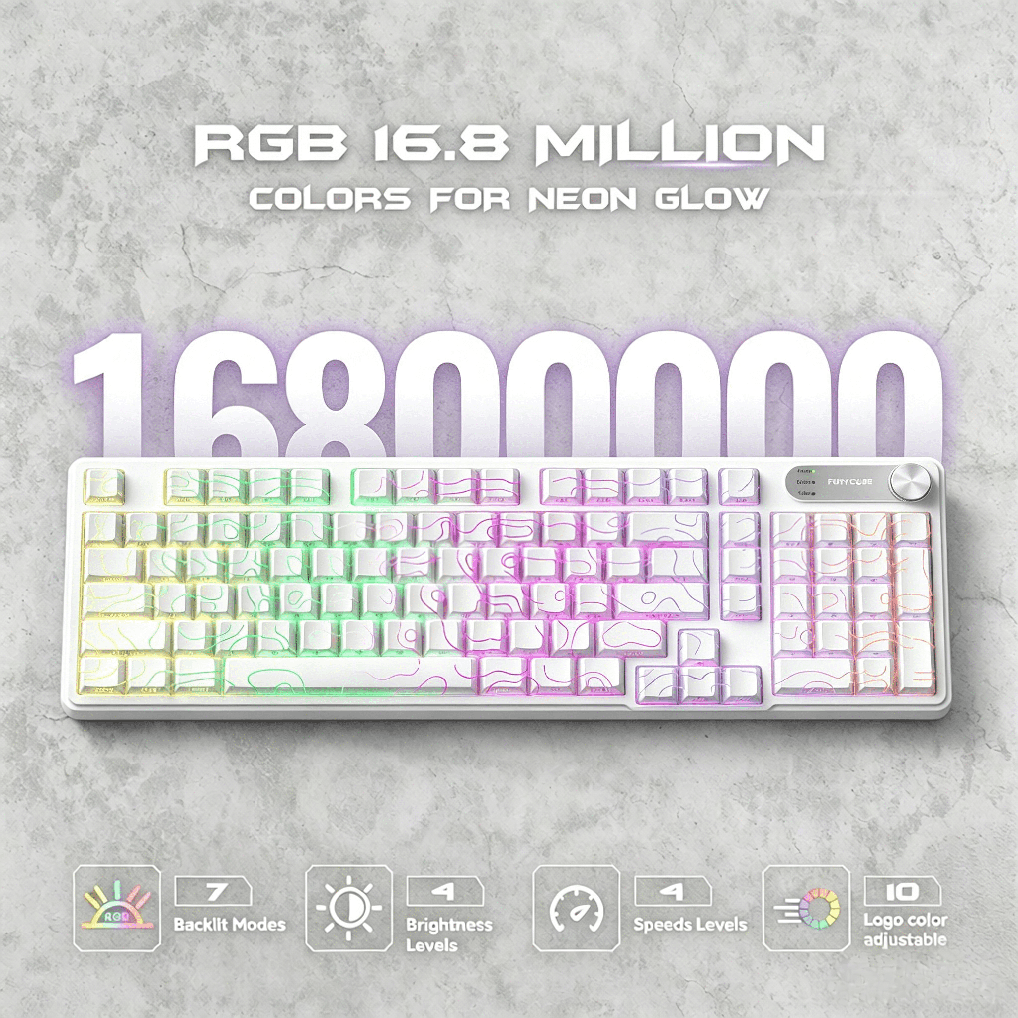 Rechale IP98 Mechanical Feel Keyboard, 98-Key Wired Gaming Keyboard, IPX8 Waterproof Side Printed PBT RGB Keycaps, 19-Key Anti-Ghosting (White)