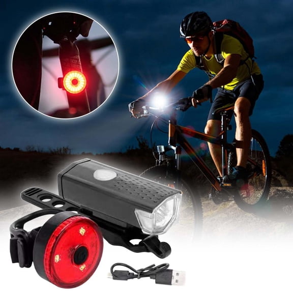 Outoloxit USB Rechargeable Bicycle Front and Rear Light Kit with 3 LED Modes for Safe Night Cycling