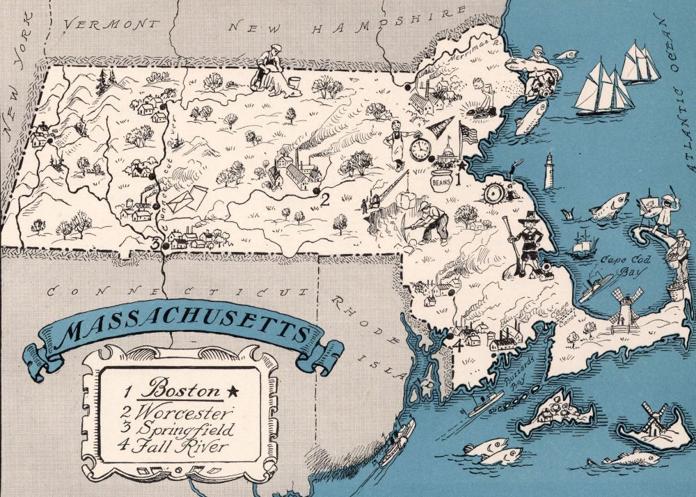 1931 Map of Massachusetts 1000 piece jigsaw puzzle for adults