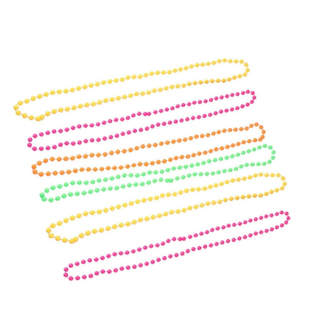 6pcs Neon Beads Beaded Necklace for 70s 80s Party Dress Accessories(Random Color)