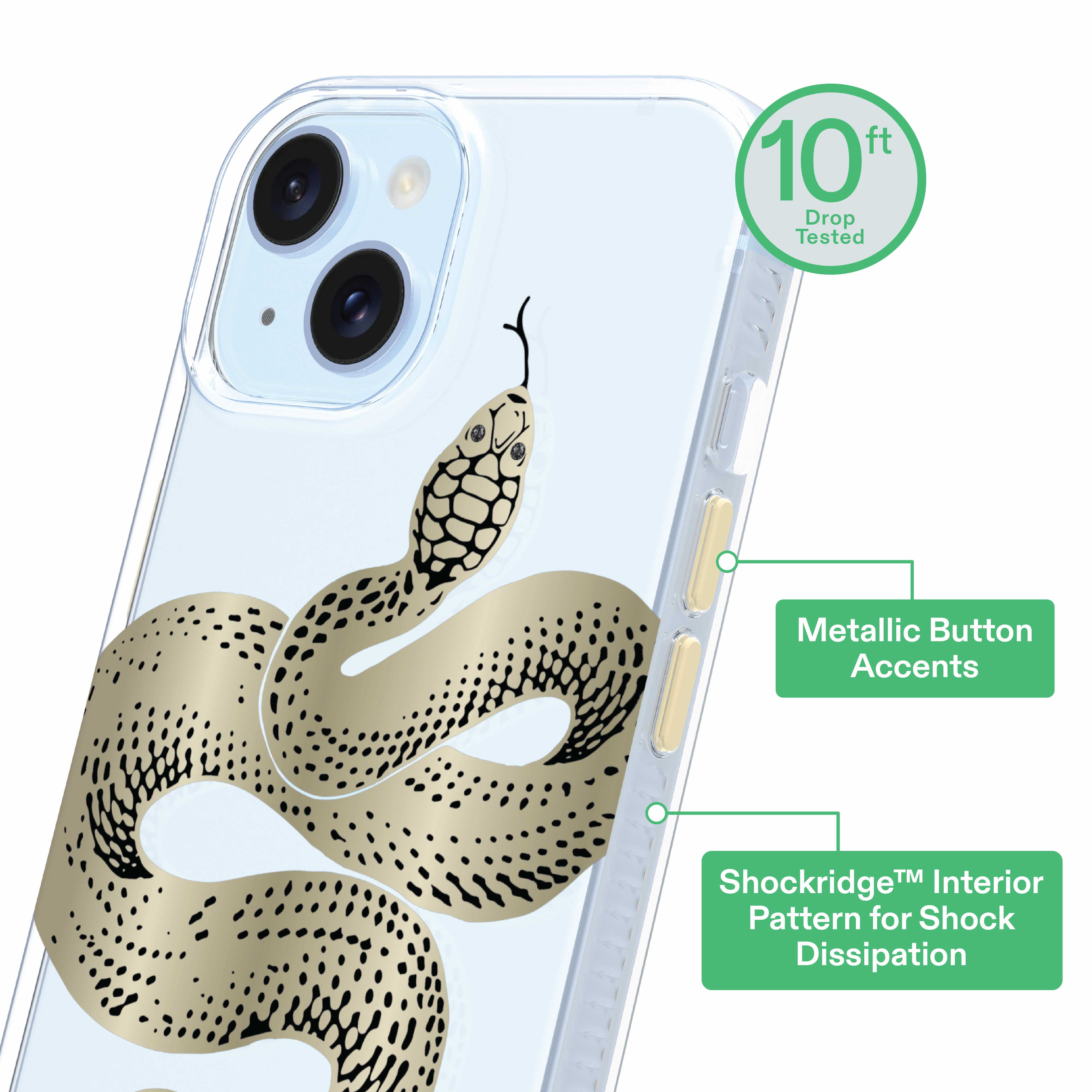 onn Gold Snake Phone Case for iPhone 17e / iPhone 16e / iPhone 15 / iPhone 14 / iPhone 13