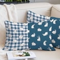 thumbnail image 2 of Japanese Rabbits Throw Pillow Covers, Vintage Navy Blue Farmhouse Checkered Soft Breathable Pillow Cases with Invisible Zipper, King Size Pillowcases for Couch Bed Sofa Chair 20x36 Inches, 2 of 9