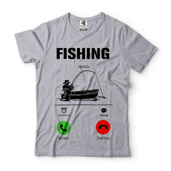 Mens Fishing Shirt Fishing Calling Shirt Gift For Men Husband Fishing Tee Father's Day Fishing Tee (3X-Large Grey)