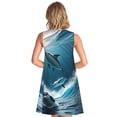 thumbnail image 2 of Bixox Ice Blue Ocean Cute Dolphin A Print Women's Sleeveless A-Line Dress with Pockets, Casual Knee-Length Tank Dress for Summer-3X-Large, 2 of 7