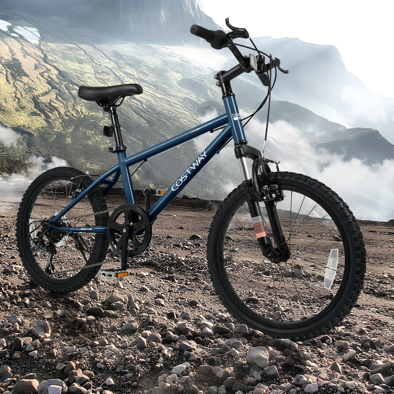 Costway 20 Inch Mountain Bike for Teens Aged 8+ Years Old with Suspension Fork Navy