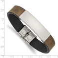 thumbnail image 2 of Primal Steel Stainless Steel Polished Brown and Black Leather 8.25 Inch ID Bracelet, 2 of 6