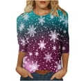 thumbnail image 2 of UPPADA Christmas T Shirts for Women 3/4 Sleeve Christmas Shirts Crewneck Christmas Tree Printed Tshirts Trendy Casual Loose Fit Blouses camiseta navidad mujer Mint Green,L, 2 of 5