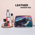 thumbnail image 4 of Bingfone Colorful Plant Wolf Print Leather Makeup Bag, Portable Hand-held Zipper Female Cosmetic Bag Toiletry Bag, Suitable for Home and Travel, 4 of 6