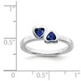 thumbnail image 5 of 925 Sterling Silver Stackable Expressions Cr. Sapphire Double Heart Ring Size: 5; for Adults and Teens; for Women and Men, 5 of 5