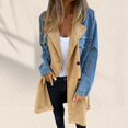thumbnail image 2 of Veste Femme, Veste Longue en Denim Patchwork Col Tailleur Automne Hiver, 2 of 5