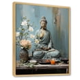 thumbnail image 2 of Designart "Tranquil Zen with Blue Buddha Statue I" Spiritual Framed Wall Art - Global Blue Meditation Entryway Framed Wall Art Print, 2 of 6