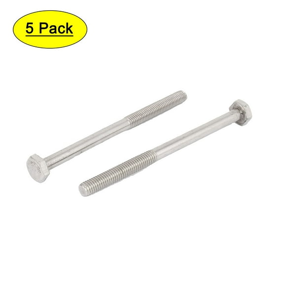 Unique Bargains M8x110mm Hex Head Metal Screw Threaded Bolt 5pcs