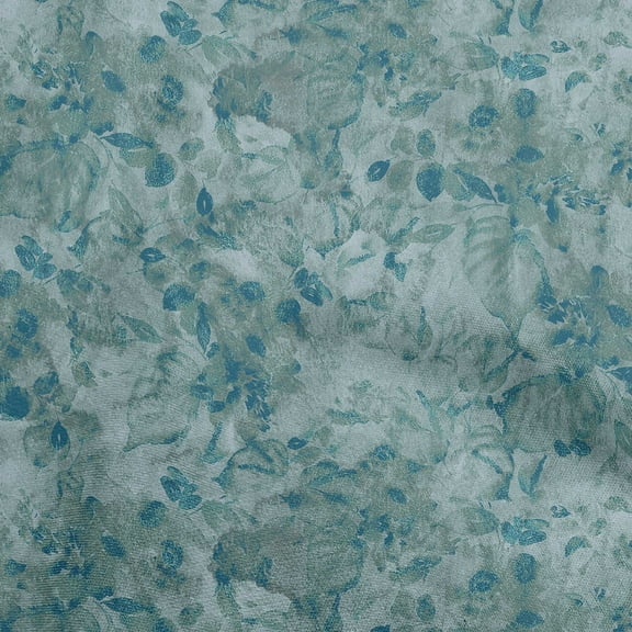 oneOone Polyester Spandex Teal Blue Fabric Abstract Floral Sewing Material Print Fabric By The Yard 56 Inch Wide-1ra