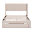 thumbnail image 3 of Full Velvet Upholstered Platform Bed with Storage Drawer, Pine Wood Slat Bed Frame With Headboard Footboard, No Box Spring Needed, 3 of 11