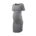 thumbnail image 3 of Jinhomg Comfy Maternity Dress for Women Cute Striped Print Short Sleeve Shift Dresses Slim Fit Casual Short Sleeve Midi Pregnancy Dress Dark Gray S, 3 of 4