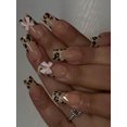 thumbnail image 1 of 24pcs Medium Square White French Fake nails， Bow on nails Detachable And Reusable Jelly Glue 1pc Cuticle Pusher, 1 of 6