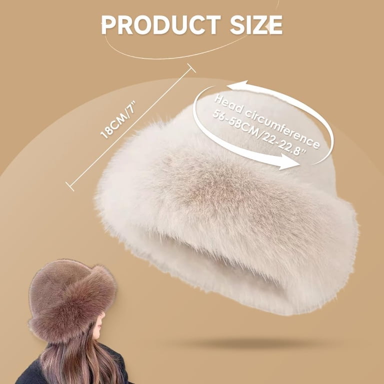 Womens Winter Faux Fur Bucket Hat, 2025 New Warm Plush  display picture 1