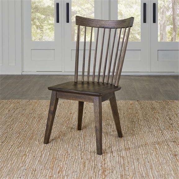 Pemberly Row Spindle Back Side Chair Set of 2 with Nylon Glides