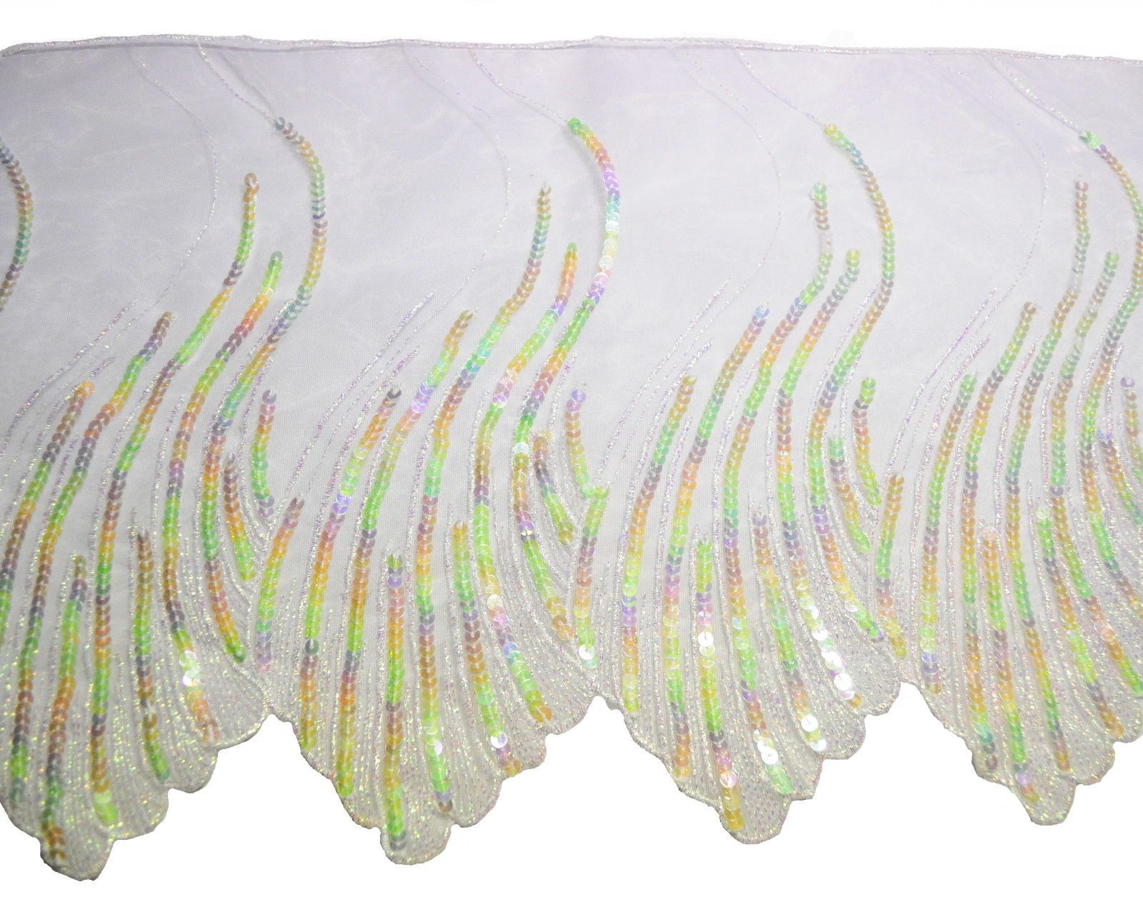 Lily 11" Bridal Pink Lilac Ivory Iridescent Sequins on Sheer Organza Lace Trim
