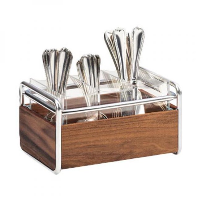 Cal Mil 3700-49 Mid-Century Rectangular Flatware Holder, Orange - 9.5 x 6.5 x 5.5 in.