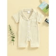 thumbnail image 3 of Suealasg Baby Boys Girls Pajamas Jumpsuit Infant Short Sleeve Lapel Button Romper Bodysuits Newborn Summer One Piece Clothes, 3 of 8