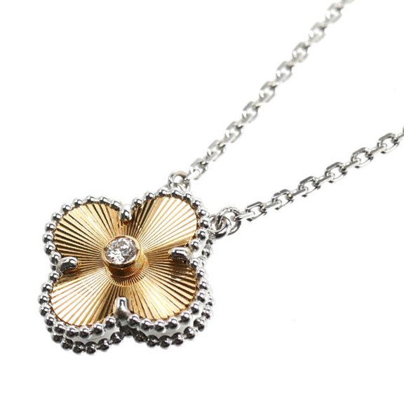 Pre-Owned Van Cleef & Arpels Vintage Alhambra Necklace VCARPNTH00 18KWG White Gold 18KPG Pink...