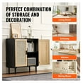 thumbnail image 6 of Rattan Cabinet, Rattan Storage Cabinet 31.5inch with 2 Magnetic Doors and Adjustable Shelves, Sideboard Buffet Cabinet for Hallway, Entryway, Living Room, or Kitchen, Black, 6 of 7